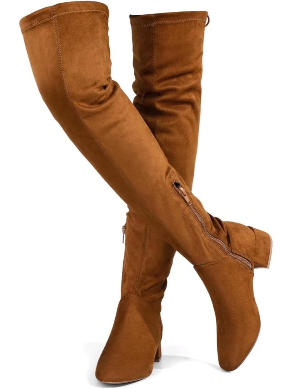 👢Women's Camel Over Knee High Boots Warm Winter Long Boot Side Zipper Back Lace